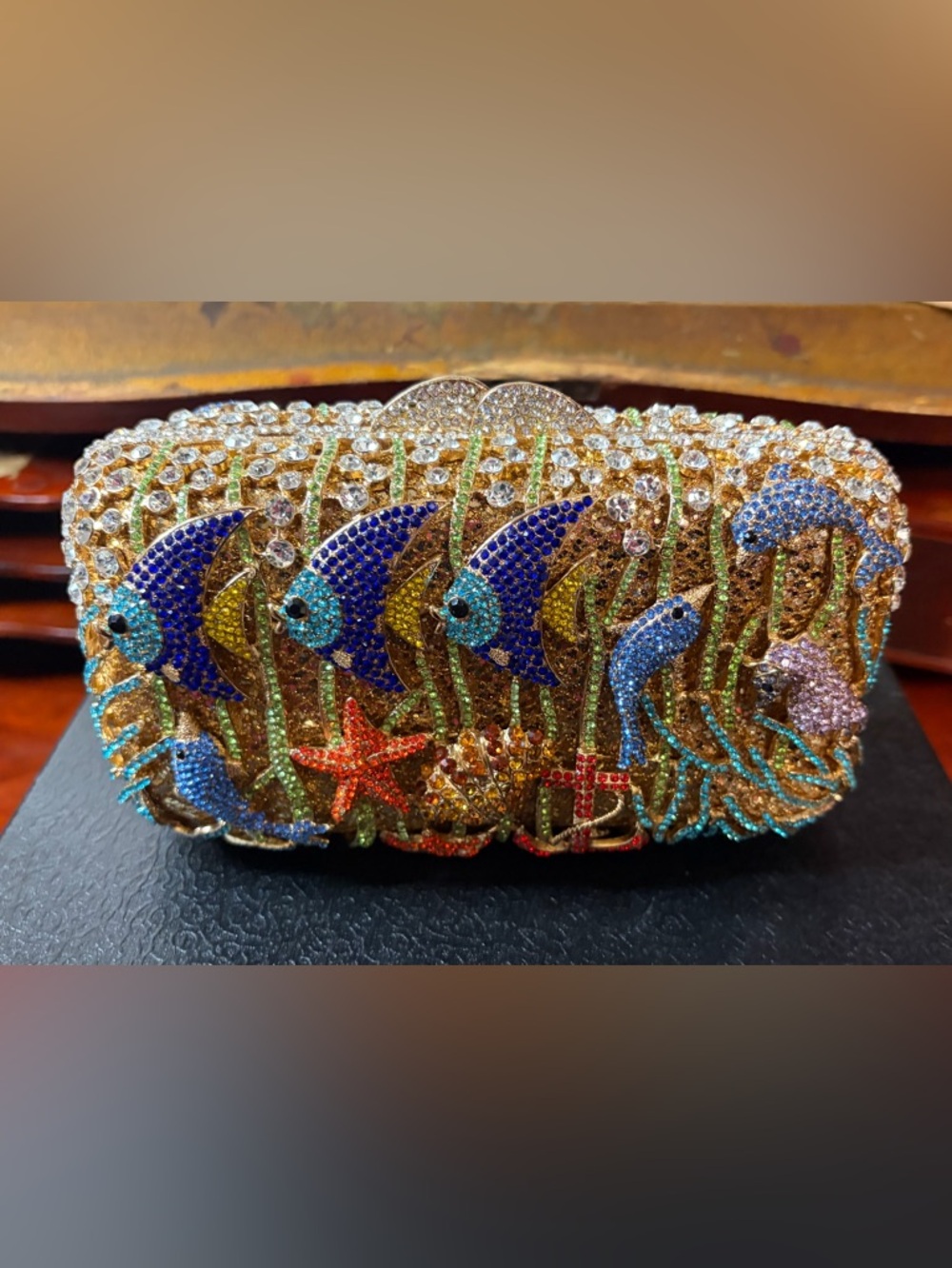 Aquatic Design Rhinestone Clutch